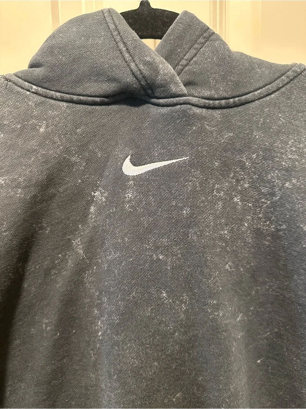 Nike Black Washed Pullover Hoodie with White Swoosh